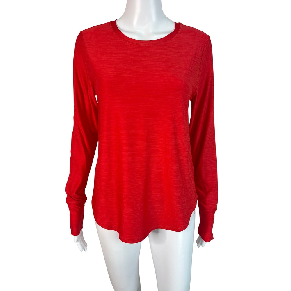 DSG Womens Top Red Heathered Long Sleeve Performance Running Gym Size S